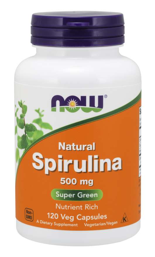 NOW Natural Spirulina, 500 mg, 120 Vegetarian Capsules