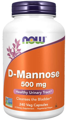 NOW Supplements, D-Mannose 500 mg, Non-GMO Project Verified, Healthy Urinary Tract*, 240 Veg Capsules