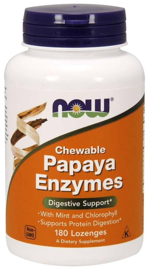 NOW Foods Papaya Enzymes Chewable Mint, 180 Lozenges