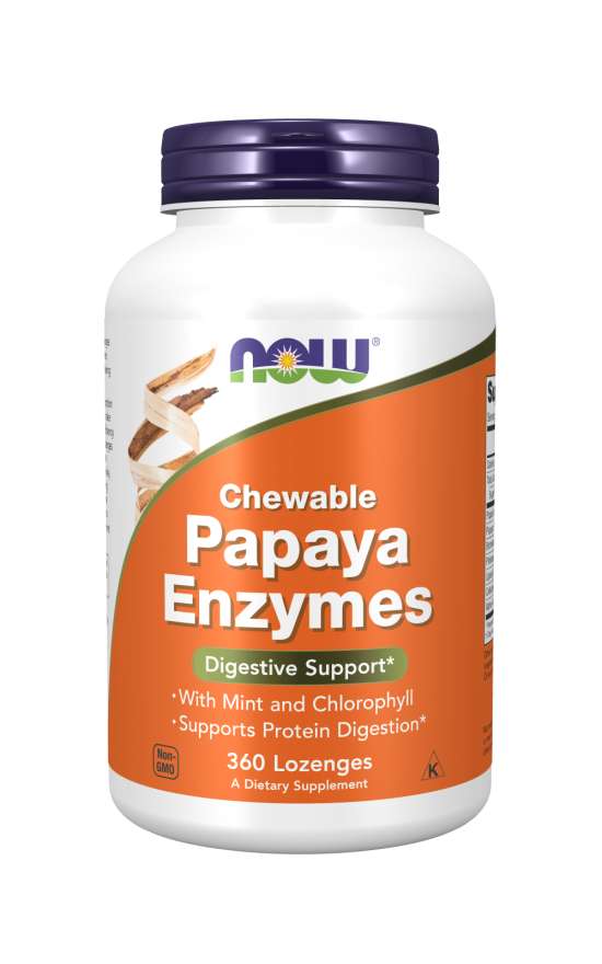 NOW Chewable Papaya Enzymes, 360 Lozenges