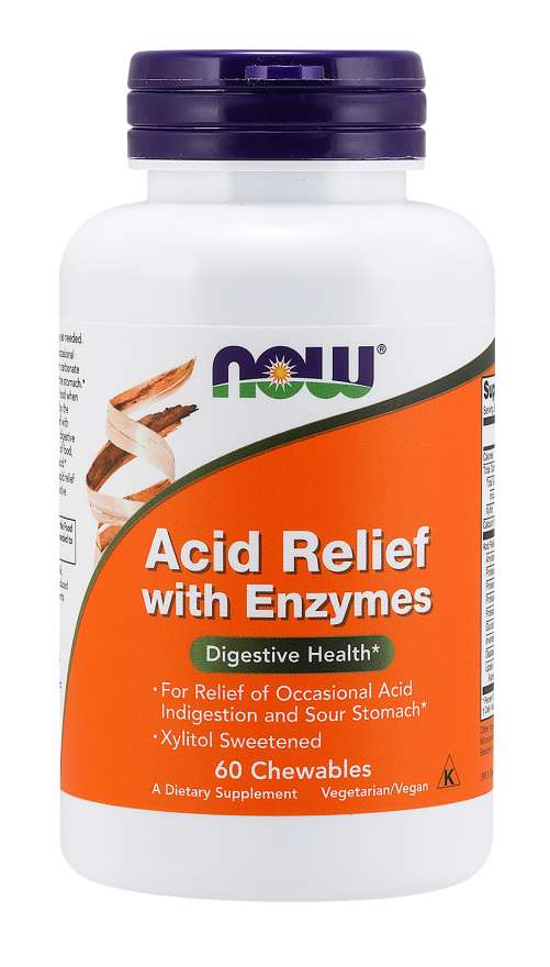 NOW Foods Acid Relief with Enzymes, 60 Chewables