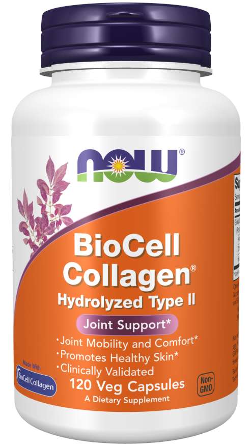 NOW Supplements, BioCell Collagen® Hydrolyzed Type II, Clinically Validated, 120 Veg Capsules