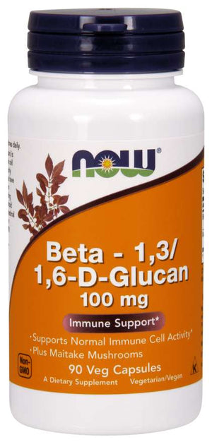 NOW Foods Beta, 1,3/1,6-D-Glucan, 100 mg, 90 VegCaps