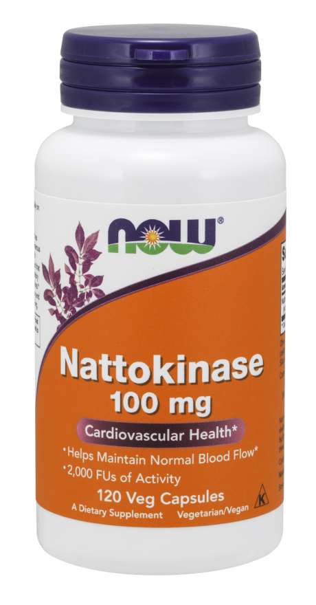 NOW Supplements, Nattokinase 100 mg (from Non-GMO Soy) with 2,000 FUs of Activity, 60 Veg Capsules