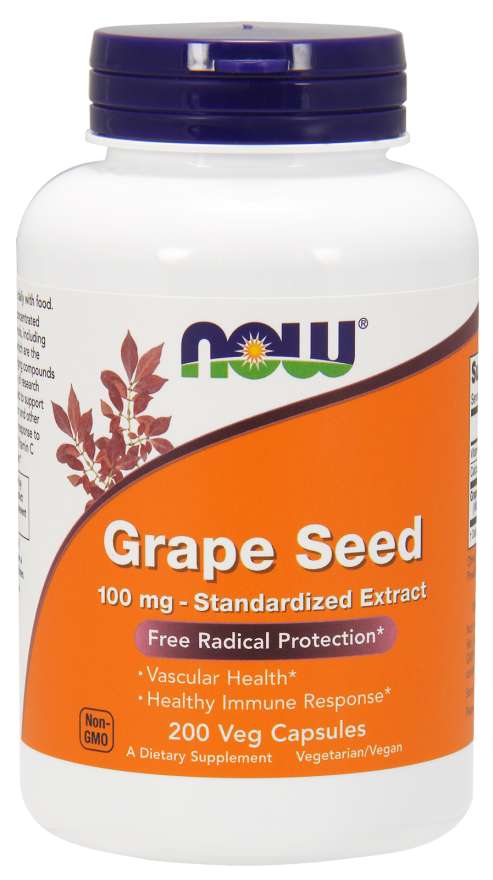 NOW Grape Seed, 100 mg, 200 Veg Capsules