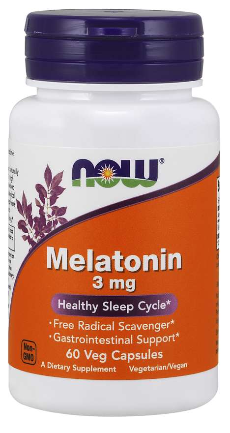 NOW Melatonin, 3 mg, 60 Vegetarian Capsules