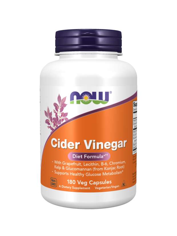 NOW Cider Vinegar, 180 Veg Capsules
