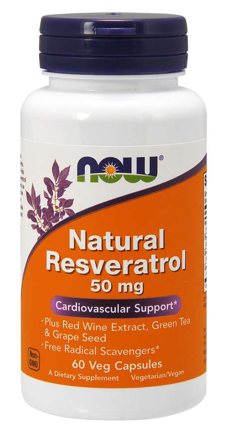 NOW Foods Natural Resveratrol, 50 mg, 60 Veg Capsules