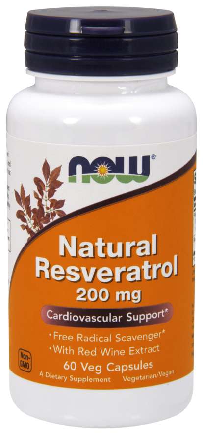 NOW Foods Natural Resveratrol, 200 mg, 60 Veg Capsules