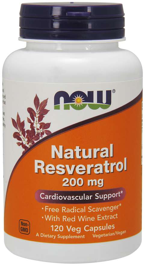 NOW Foods Natural Resveratrol, 200 mg, 120 Vegetarian Capsules
