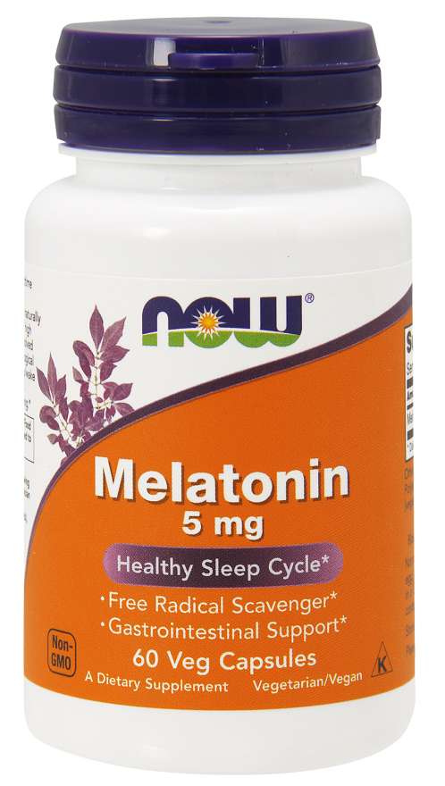 NOW Melatonin, 5 mg, 60 Veg Capsules