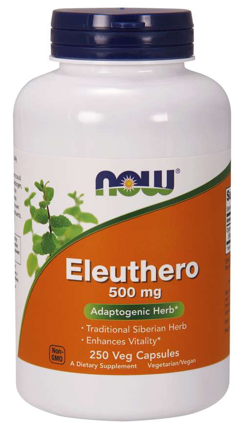 NOW Eleuthero, 500 mg, 250 Vegetarian Capsules