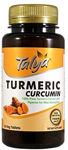 Talya Turmeric - Curcumin with Piperine Extract for Maximum Absorption - Highest Potency Available. Premium Pain Relief &amp; Joint Support with 95% Standardized Curcuminoids Non-GMO - Gluten Free Tablets