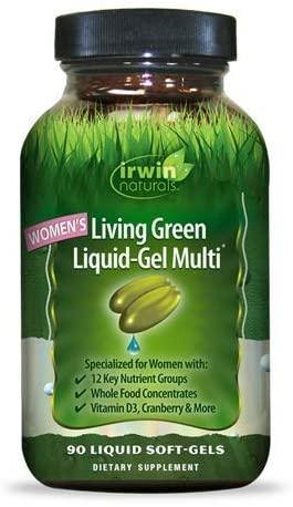 Irwin Naturals Women&#39;s Living Green Liquid-Gel Multi Vitamin - Targeted Adrenal &amp; Brain Support - 90 Liquid Softgels - Discount Nutrition Store