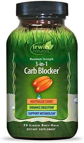 Irwin Naturals Maximum Strength 3-in-1 Carb Blocker - Neutralize Carbohydrates and Support Metabolism - 75 Liquid Softgels - Discount Nutrition Store