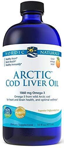 Nordic Naturals Arctic Cod Liver Oil, Orange - 16 oz - 1060 mg Total Omega-3s with EPA & DHA - Heart & Brain Health, Healthy Immunity, Overall Wellness - Non-GMO - 96 Servings - Discount Nutrition Store