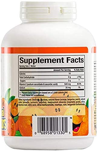 Natural Factors 100% Natural Fruit Chew C Tangy Orange, 500 mg, 90 Chewable Wafers