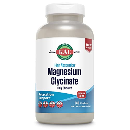 KAL Magnesium Glycinate ActivGels 315mg, High Absorption Magnesium Supplement for Muscle, Nerve & Bone Health Support, Non-GMO, Gluten Free, 30 Servings, 90 Softgels