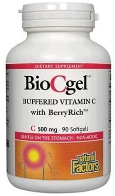 Natural Factors - BioCgel Buffered Vitamin C with BerryRich, Gentle on The Stomach, 90 Soft Gels