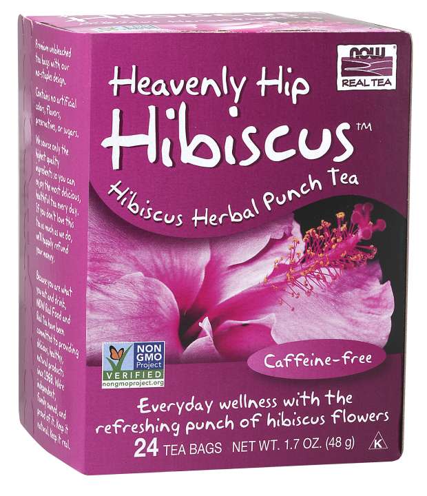 NOW Real Tea Heavenly Hip Hibiscus™ Herbal Punch Tea, 24 Tea Bags