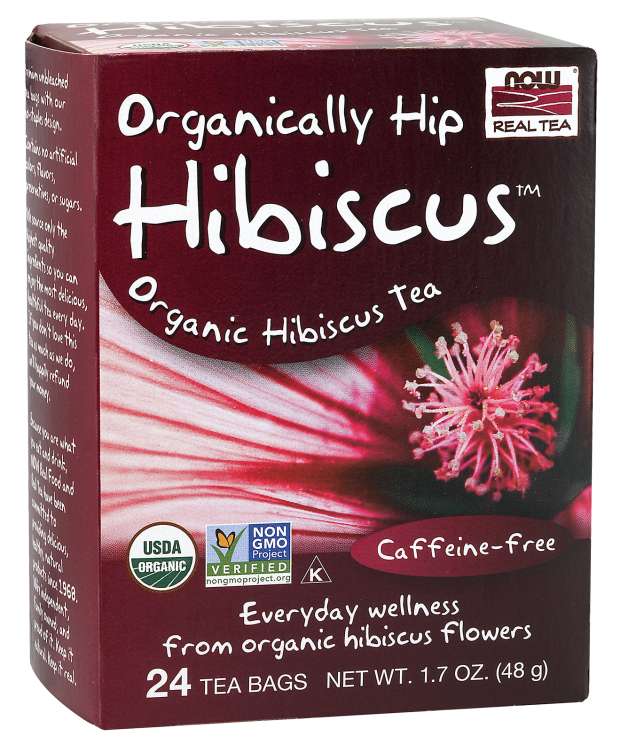 NOW Foods Real Tea Organically Hip Hibiscus, 24 Tea Bags