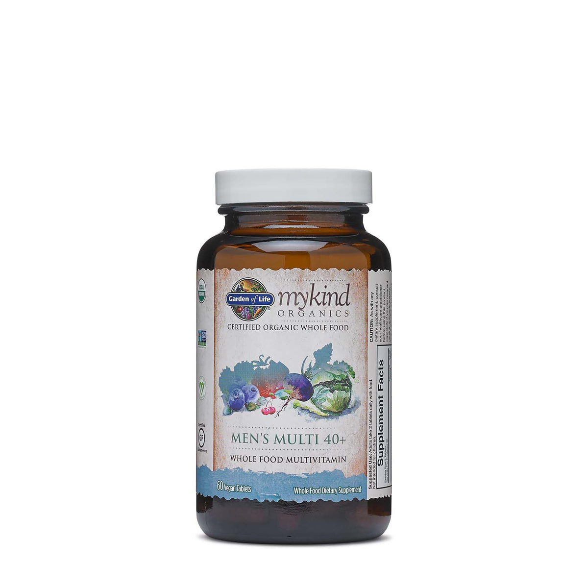 Garden of Life Organics Whole Food Multivitamin for Men 40+, 60 Tablets, Vegan Mens Multi for Health, Well-Being Certified Organic Whole Food Vitamins, Minerals for Men Over 40, Mens Vitamins