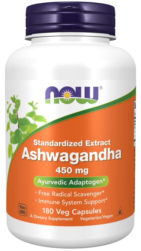 NOW Standardized Extract Ashwagandha, 450 mg, 180 Veg Capsules