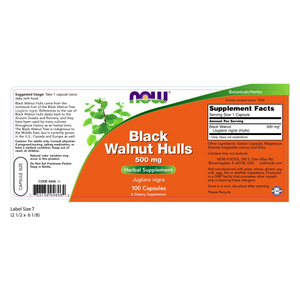 NOW Black Walnut Hulls, 500 mg, 100 Capsules