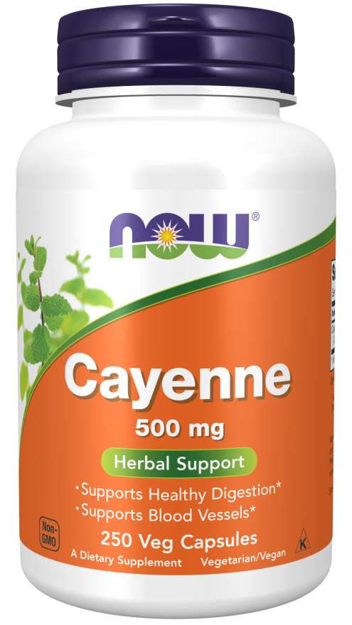 NOW Supplements, Cayenne (Capsicum annuum) 500 mg, Herbal Support, 250 Veg Capsules