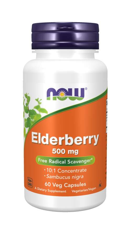 NOW Foods Elderberry, 500 mg, 60 Veg Capsules