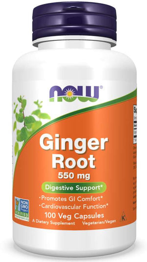 NOW Supplements, Ginger Root (Zingiber officinale) 550 mg, Digestive Support*, 100 Veg Capsules