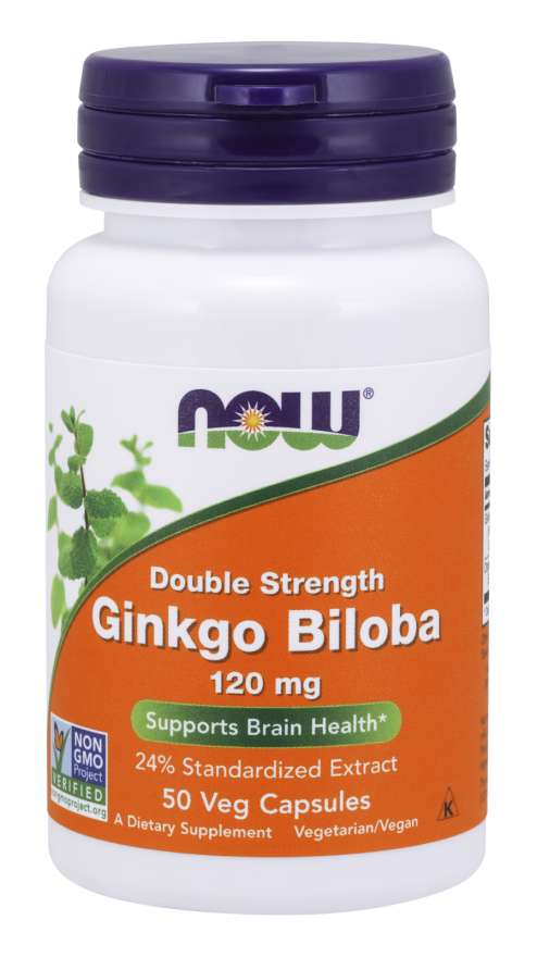 NOW Double Strength Ginkgo Biloba, 120 mg, 50 Veg Capsules