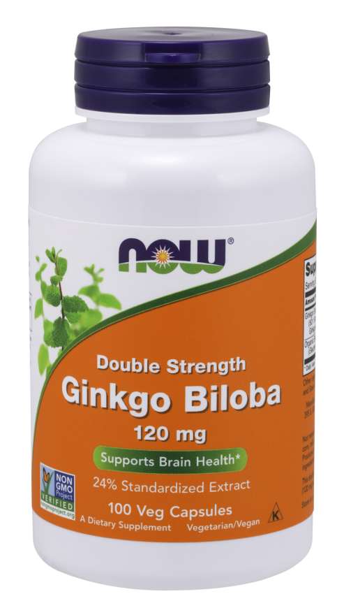 NOW Double Strength Ginkgo Biloba, 120 mg, 100 Veg Caps