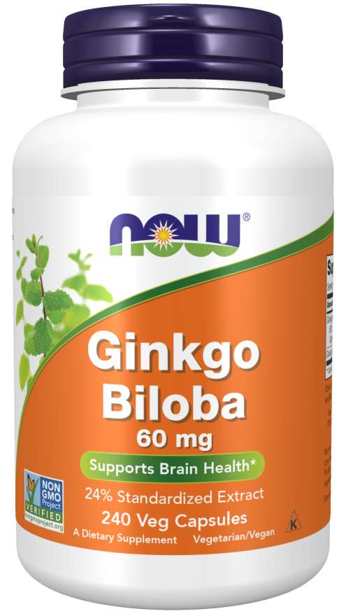 NOW Ginkgo Biloba, 60 mg, 240 Veg Capsules
