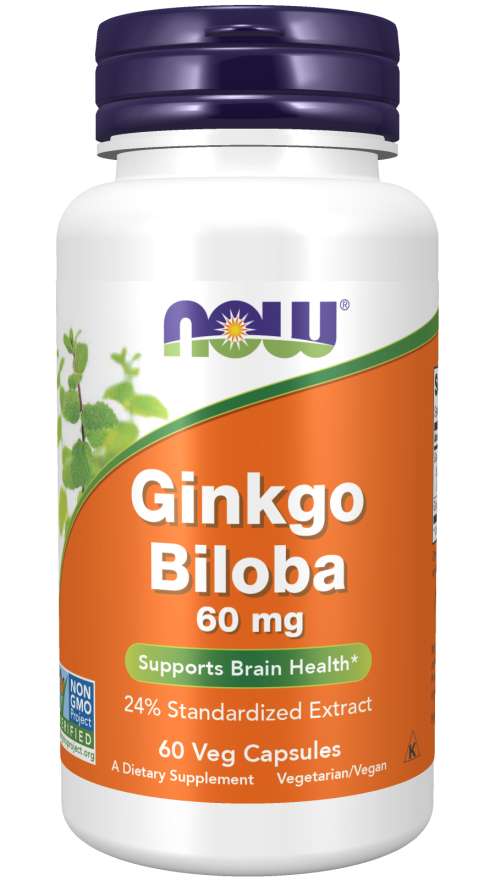 NOW Ginkgo Biloba, 60 mg, 60 Veg Capsules