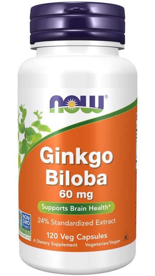 NOW Ginkgo Biloba, 60 mg, 120 Veg Capsules
