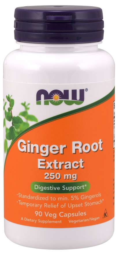 NOW Ginger Root Extract, 250 mg, 90 Veg Capsules