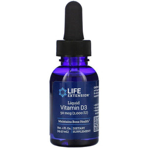 Life Extension Liquid Vitamin D3 50 mcg (2000 IU) Potent Drops with MCTs - Healthy Immune System Function Non-GMO, Gluten Free - 1 fl. oz. - Discount Nutrition Store