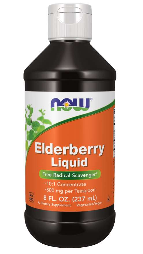 NOW Elderberry Liquid, 500 mg, 8 fl oz