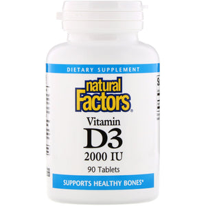 Natural Factors - Vitamin D3 2000 IU, Supports Healthy Bones, 90 Tablets