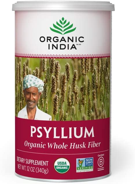 ORGANIC INDIA Psyllium Herbal Powder - Whole Husk Fiber Supplement, Digestion Support, Vegan, Gluten-Free, USDA Certified Organic, Non-GMO, Soluble &amp; Insoluble Fiber Source - 12 oz