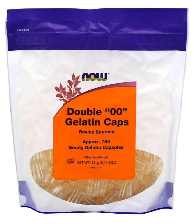 NOW Foods Double &quot;00&quot; Empty Gelatin Caps, 750 Capsules