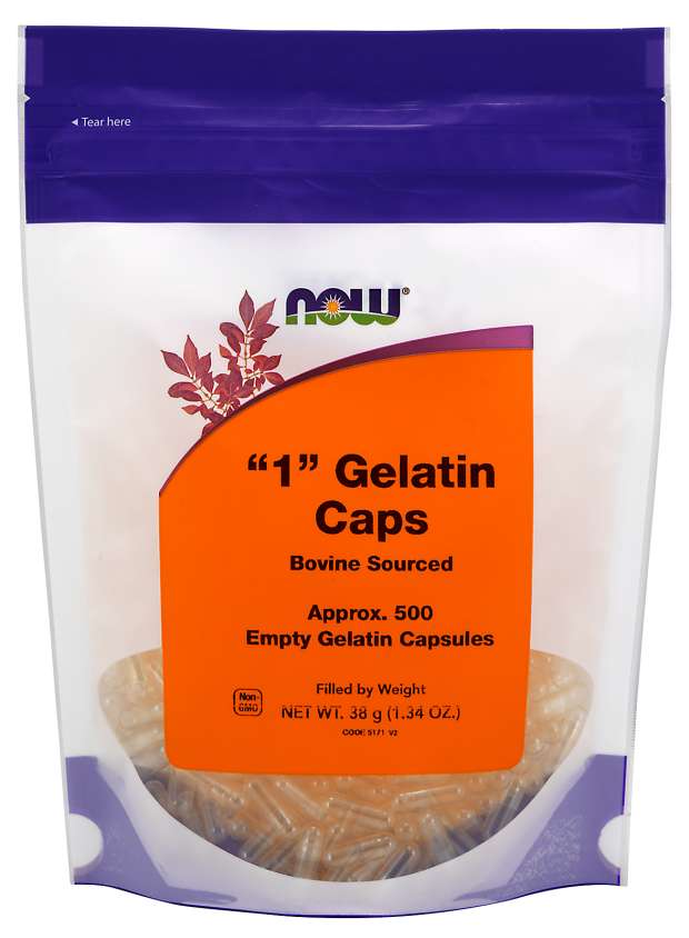 NOW Healthy Foods &quot;1&quot; Empty Gelatin Caps, 500 Capsules
