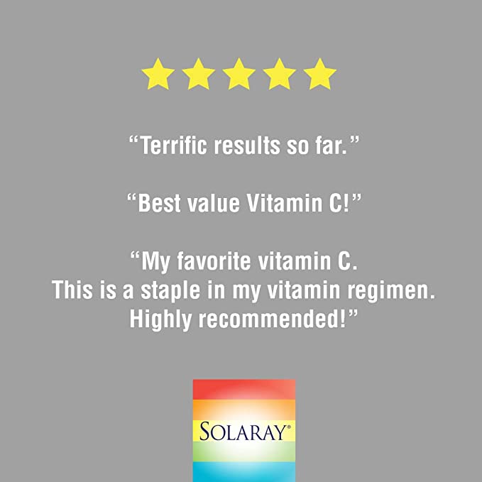 Solaray Timed Release Vitamin C with Rose HIPS & Acerola, 1,000 mg, 250 Tablets
