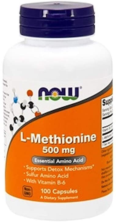 NOW Foods Supplements, L-Methionine 500 mg with Vitamin B-6, Supports Detoxification*, Amino Acid, 100 Capsules