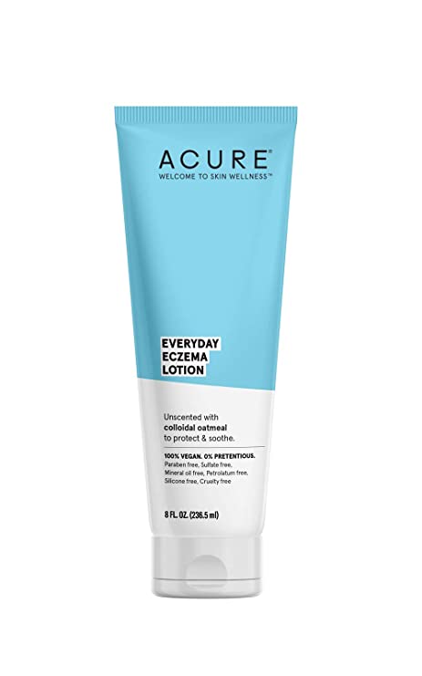 Acure Everyday Eczema Lotion - Daily Skin Protectant with 2% Colloidal Oatmeal for Sensitive, Easily Irritated Skin &amp; Cocoa Butter for Moisturizing Dry Chapped Skin - 100% Vegan - Unscented, 8 Fl Oz