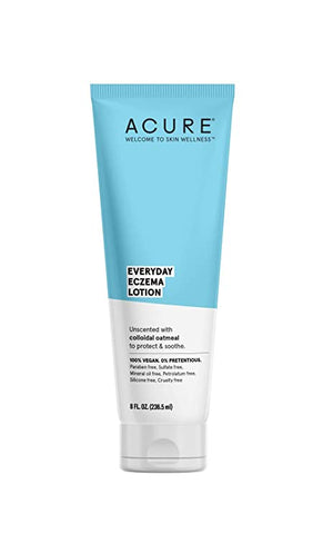 Acure Everyday Eczema Lotion 100% Vegan for Sensitive & Easily Irritated Skin 2% Colloidal Oatmeal & Cocoa Butter, Unscented, 8 Fl Oz