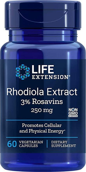 Life Extension Rhodiola Extract (3% Rosavins) 250 Mg, 60 Vegetarian Capsules - Discount Nutrition Store