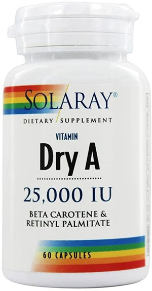 Solaray Dry Vitamin A, 25000 IU, 60 Veg Caps