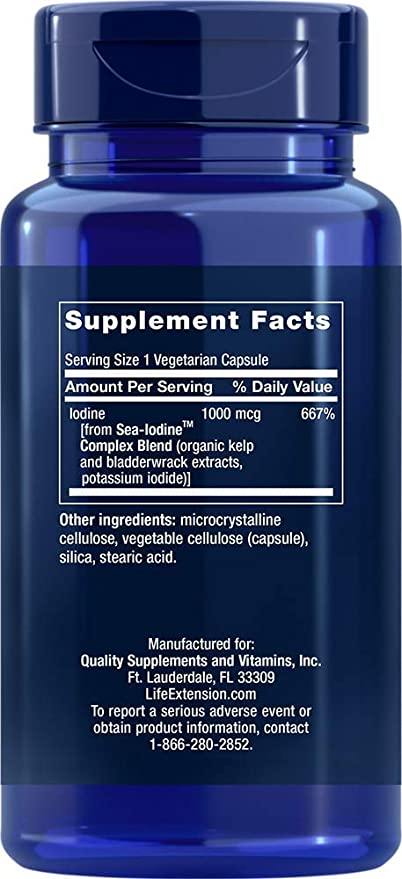 Life Extension Sea-Iodine Capsules, 1000 mcg, 60 Count - Discount Nutrition Store